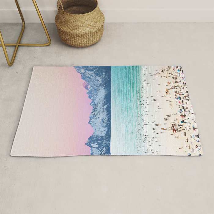 The Island, Pastel Tropical Beach, Travel Nature Landscape, Surrealism Photography Summer Rug Gallery Image 1