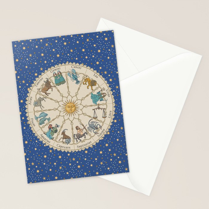Vintage Astrology Zodiac Wheel Stationery Card Gallery Image 2