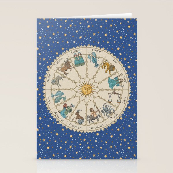 Vintage Astrology Zodiac Wheel Stationery Card Gallery Image 2