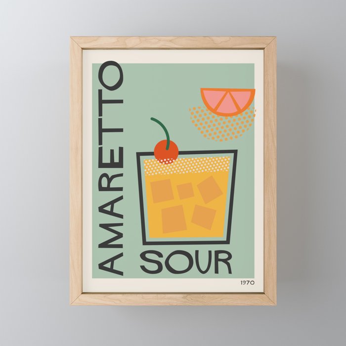 Colorful Mid Century Modern Cocktail Bar Print Amaretto Sour Mini Art Print Gallery Image 1