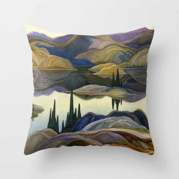 Canadian Landscape Franklin Carmichael Art Nouveau Post-Impressionism Mirror Lake Throw Pillow Gallery Image 1