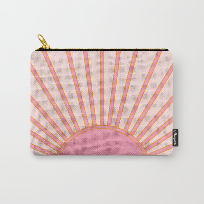   Sun Sunrise Pink Sun Print Sunshine Retro Sun Wall Art Vintage Boho Geometric Line Modern Decor  Carry All Pouch Gallery Image 1
