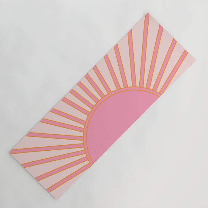   Sun Sunrise Pink Sun Print Sunshine Retro Sun Wall Art Vintage Boho Geometric Line Modern Decor  Yoga Mat Gallery Image 1