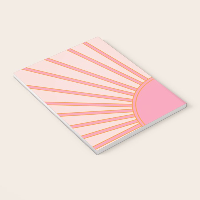  Sun Sunrise Pink Sun Print Sunshine Retro Sun Wall Art Vintage Boho Geometric Line Modern Decor  Notebook Gallery Image 3