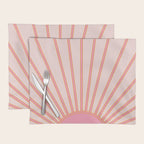   Sun Sunrise Pink Sun Print Sunshine Retro Sun Wall Art Vintage Boho Geometric Line Modern Decor  Placemat Gallery Image 1