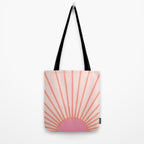   Sun Sunrise Pink Sun Print Sunshine Retro Sun Wall Art Vintage Boho Geometric Line Modern Decor  Tote Bag Gallery Image 2