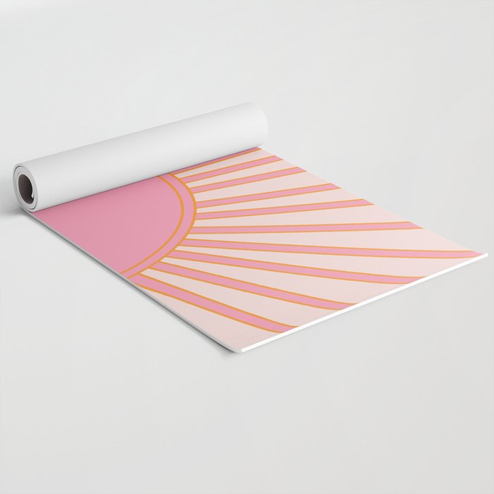  Sun Sunrise Pink Sun Print Sunshine Retro Sun Wall Art Vintage Boho Geometric Line Modern Decor  Yoga Mat Gallery Image 2