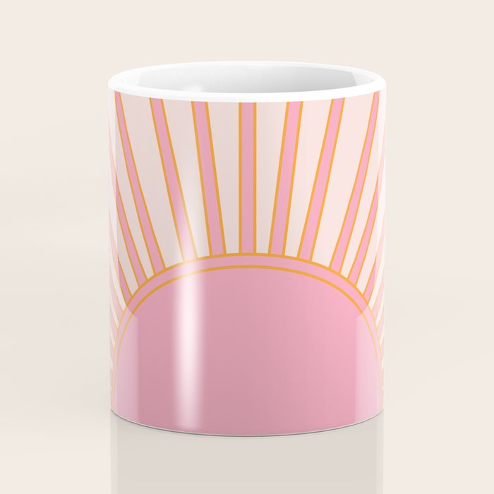   Sun Sunrise Pink Sun Print Sunshine Retro Sun Wall Art Vintage Boho Geometric Line Modern Decor  Coffee Mug Gallery Image 4