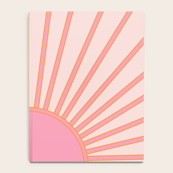   Sun Sunrise Pink Sun Print Sunshine Retro Sun Wall Art Vintage Boho Geometric Line Modern Decor  Notebook Gallery Image 4