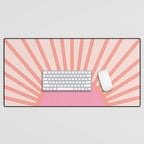   Sun Sunrise Pink Sun Print Sunshine Retro Sun Wall Art Vintage Boho Geometric Line Modern Decor  Desk Mat Gallery Image 1