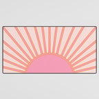   Sun Sunrise Pink Sun Print Sunshine Retro Sun Wall Art Vintage Boho Geometric Line Modern Decor  Desk Mat Gallery Image 3