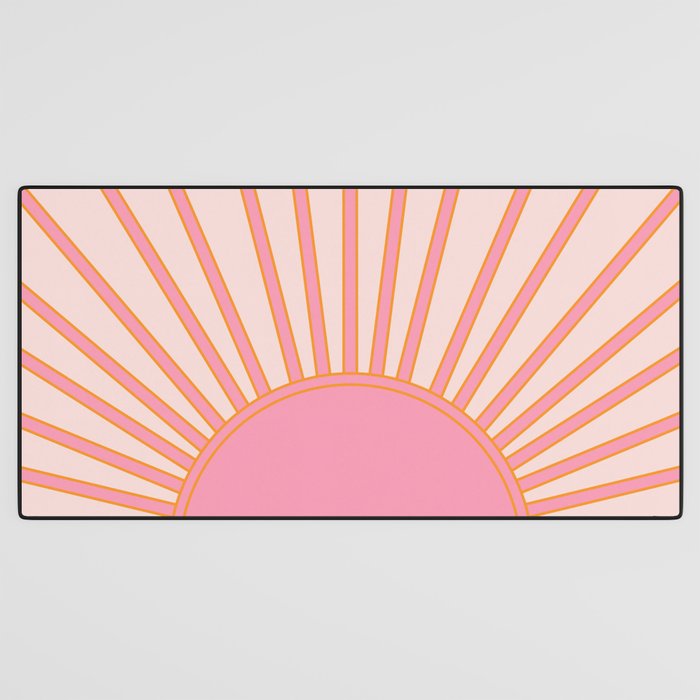   Sun Sunrise Pink Sun Print Sunshine Retro Sun Wall Art Vintage Boho Geometric Line Modern Decor  Desk Mat Gallery Image 3