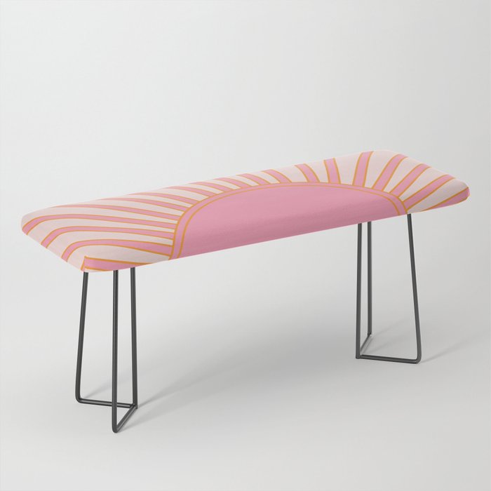   Sun Sunrise Pink Sun Print Sunshine Retro Sun Wall Art Vintage Boho Geometric Line Modern Decor  Bench Gallery Image 1