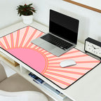   Sun Sunrise Pink Sun Print Sunshine Retro Sun Wall Art Vintage Boho Geometric Line Modern Decor  Desk Mat Gallery Image 2