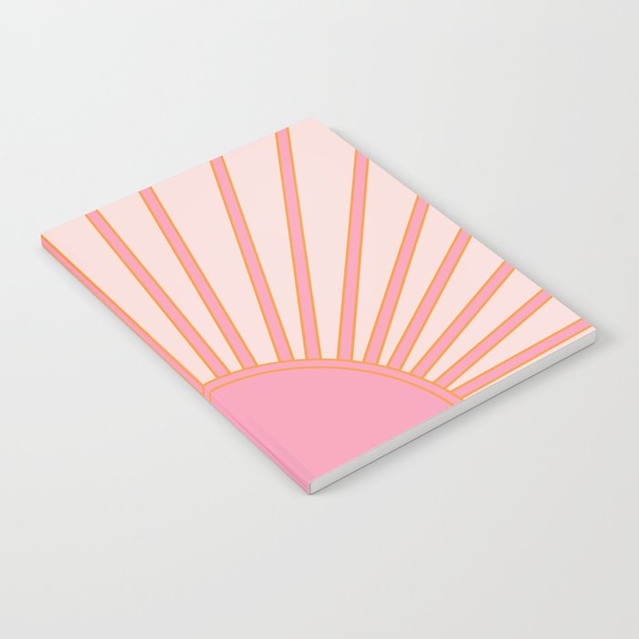   Sun Sunrise Pink Sun Print Sunshine Retro Sun Wall Art Vintage Boho Geometric Line Modern Decor  Notebook Gallery Image 2