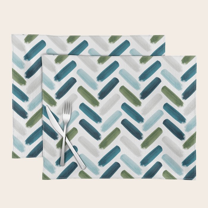 Painted Herringbone - oceanic Placemat Gallery Image 1