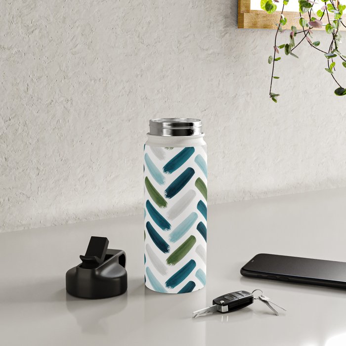 Painted Herringbone - oceanic Water Bottle Gallery Image 4