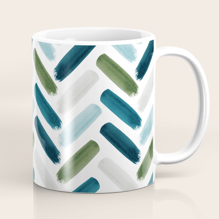 Painted Herringbone - oceanic Coffee Mug Gallery Image 1