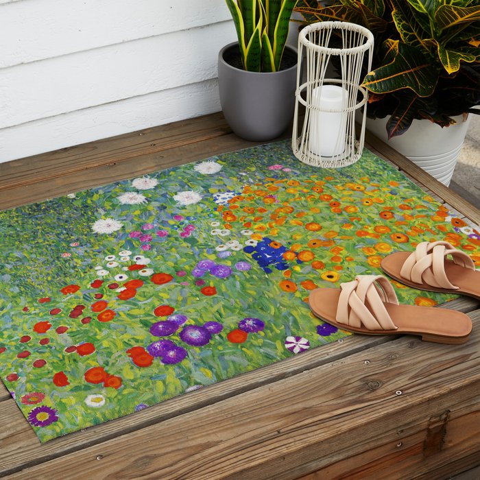 Flower Garden - Gustav Klimt Outdoor Rug Gallery Image 2