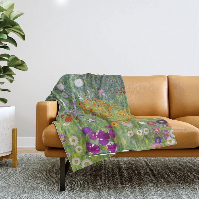 Flower Garden - Gustav Klimt Throw Blanket Gallery Image 1