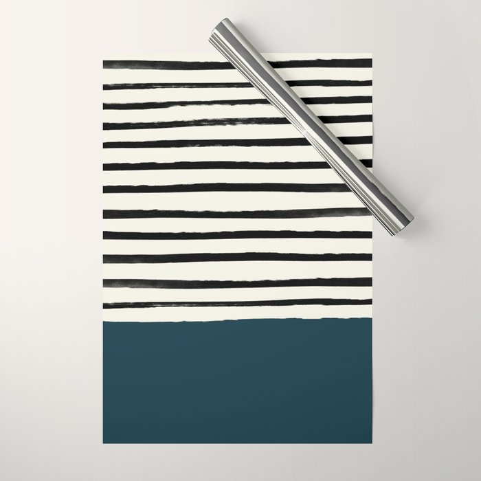 Dark Teal x Stripes Wrapping Paper Gallery Image 1