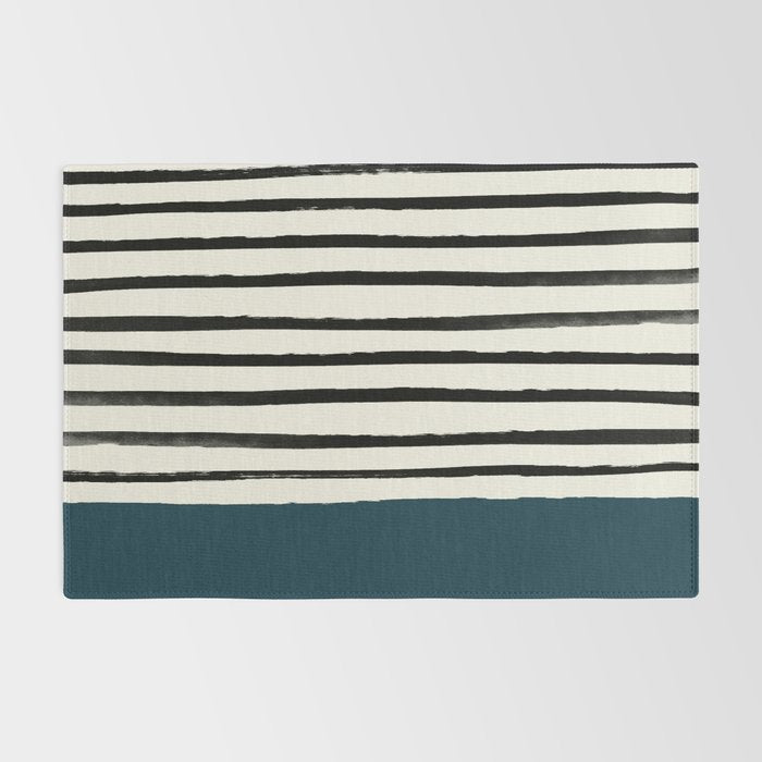 Dark Teal x Stripes Rug Gallery Image 2