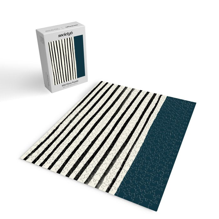 Dark Teal x Stripes Jigsaw Puzzle Gallery Image 2