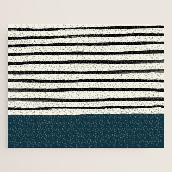 Dark Teal x Stripes Jigsaw Puzzle Gallery Image 1