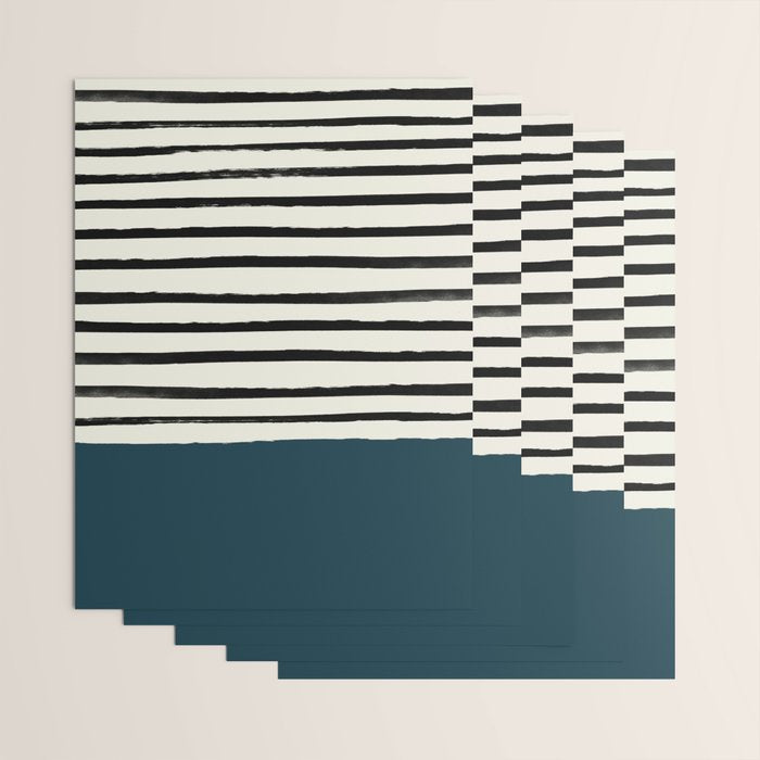 Dark Teal x Stripes Wrapping Paper Gallery Image 3