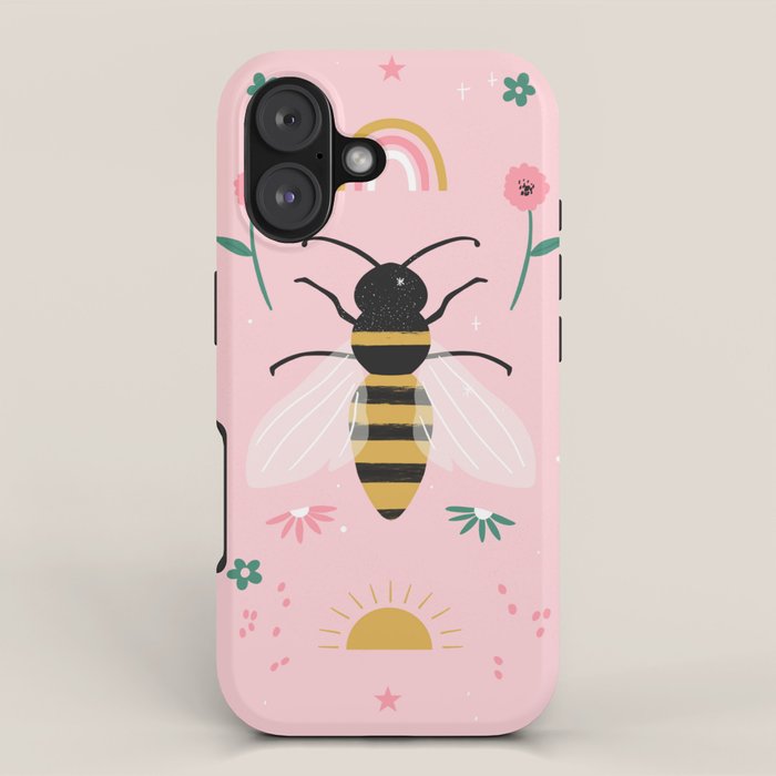 Honey Bee Floral Pattern iPhone Case Gallery Image 1