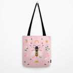 Honey Bee Floral Pattern Tote Bag Gallery Image 2