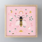 Honey Bee Floral Pattern Mini Art Print Gallery Image 1