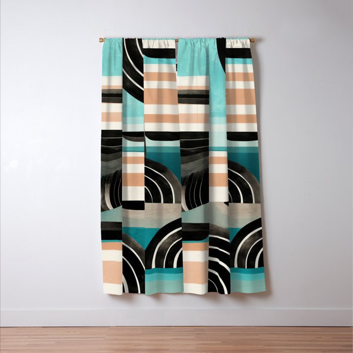 Retro Geometric Shapes 3 Window Curtain Gallery Image 3
