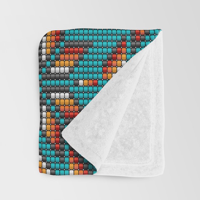 Modern colorful beaded boho aztec kilim pattern on teal Throw Blanket Gallery Image 3