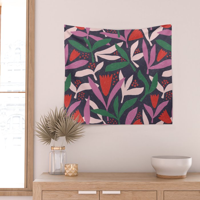 Hand Drawn Florals #2 Wall Tapestry Gallery Image 2