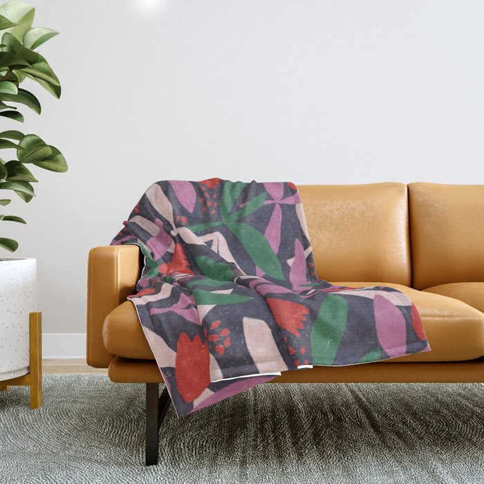 Hand Drawn Florals #2 Throw Blanket Gallery Image 1