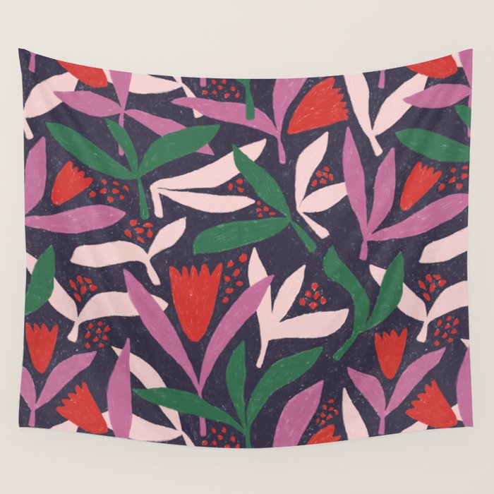 Hand Drawn Florals #2 Wall Tapestry Gallery Image 1