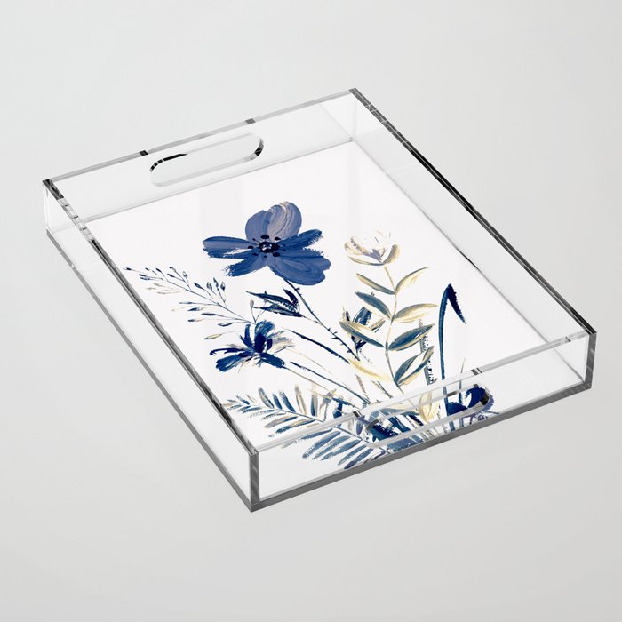 Blue flowers Acrylic Tray Gallery Image 1