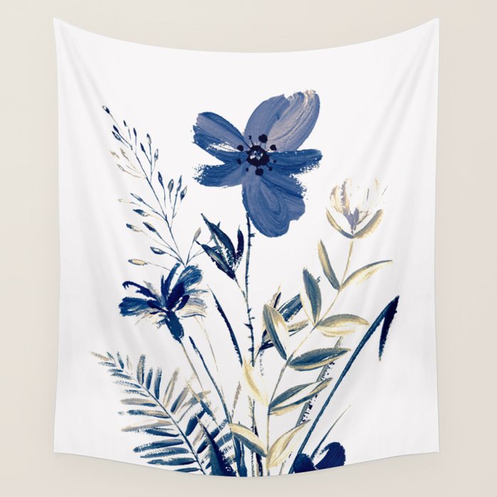 Blue flowers Wall Tapestry Gallery Image 4