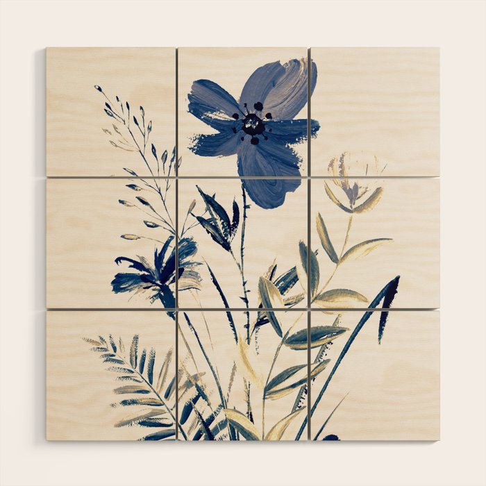 Blue flowers Wood Wall Art Gallery Image 1