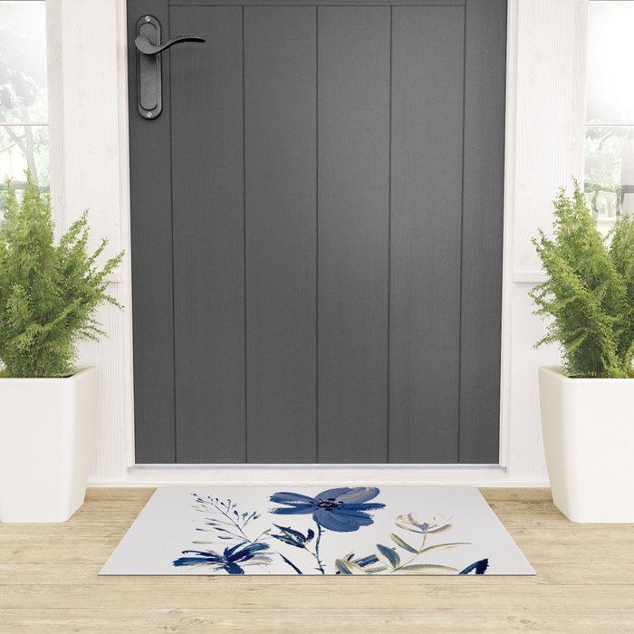 Blue flowers Welcome Mat Gallery Image 3