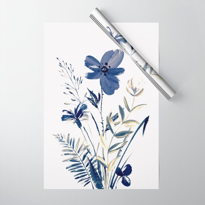 Blue flowers Wrapping Paper Gallery Image 1