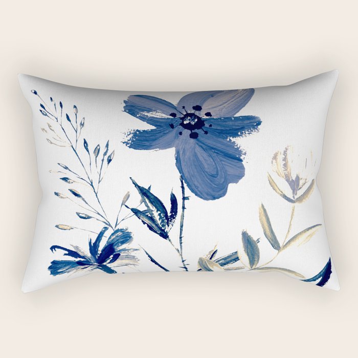 Blue flowers Rectangular Pillow Gallery Image 1