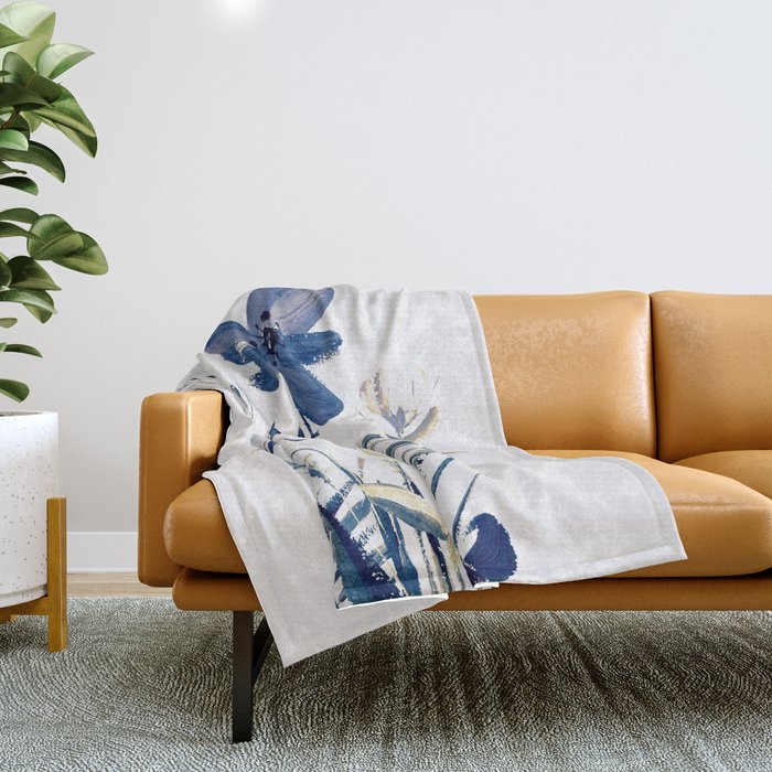 Blue flowers Throw Blanket Gallery Image 1