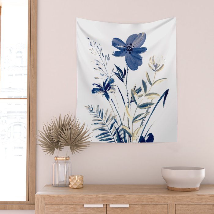 Blue flowers Wall Tapestry Gallery Image 2