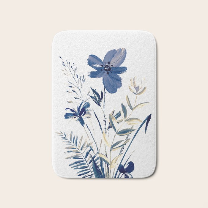 Blue flowers Bath Mat Gallery Image 1