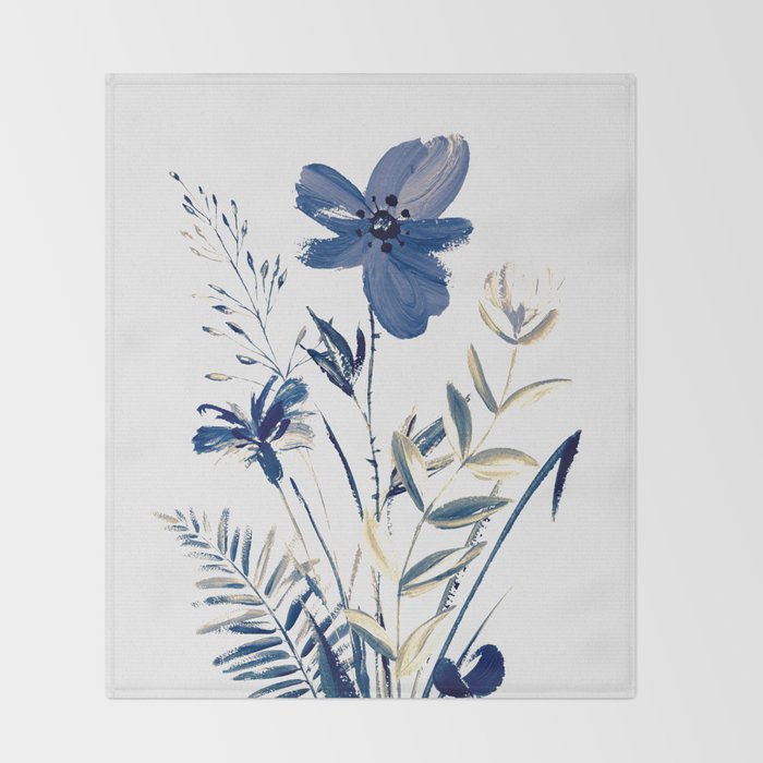 Blue flowers Throw Blanket Gallery Image 2