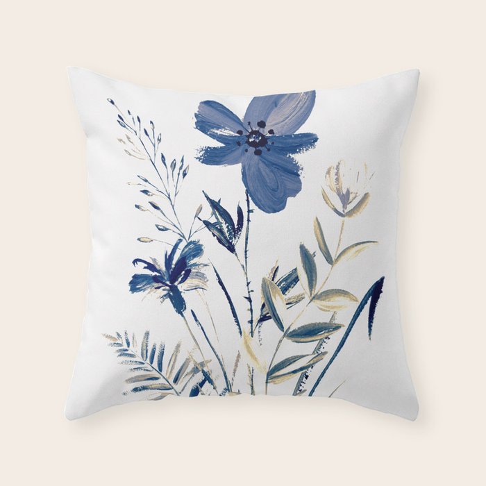 Blue flowers Throw Pillow Gallery Image 6