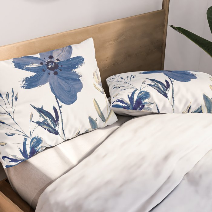 Blue flowers Pillow Sham Gallery Image 2