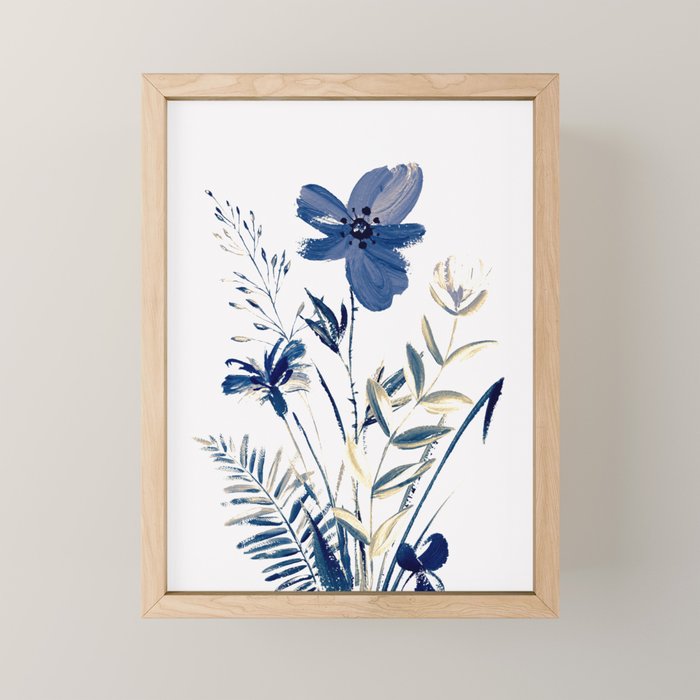 Blue flowers Mini Art Print Gallery Image 1